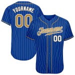 Camiseta de béisbol auténtica Royal Custom de raya antigua blanca dorada y blanca Camiseta de béisbol auténtica Royal Custom de raya antigua blanca dorada y blanca