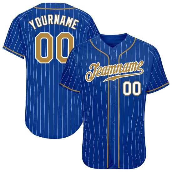 Camiseta de béisbol auténtica Royal Custom de raya antigua blanca dorada y blanca Camiseta de béisbol auténtica Royal Custom de raya antigua blanca dorada y blanca