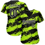Diseño auténtico de camiseta de béisbol en blanco y negro, diseño 3D verde neón personalizado Diseño auténtico de camiseta de béisbol en blanco y negro, diseño 3D verde neón personalizado