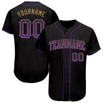 Camiseta de béisbol auténtica personalizada de moda negra, dorada y morada (vieja) Camiseta de béisbol auténtica personalizada de moda negra, dorada y morada (vieja)