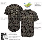 Camiseta de béisbol de camuflaje negro y crema. Servicio personalizado y auténtico. Camiseta de béisbol de camuflaje negro y crema. Servicio personalizado y auténtico.