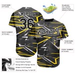 Camiseta de béisbol negra personalizada en negro y dorado con diseño auténtico en 3D Camiseta de béisbol negra personalizada en negro y dorado con diseño auténtico en 3D