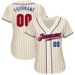 Camiseta de béisbol personalizada con rayas rojas, crema y rojo real, auténtica Camiseta de béisbol personalizada con rayas rojas, crema y rojo real, auténtica