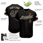 Camiseta de béisbol auténtica negra y crema personalizada Camiseta de béisbol auténtica negra y crema personalizada