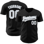 Camiseta de béisbol negra auténtica personalizada en blanco y plateado Camiseta de béisbol negra auténtica personalizada en blanco y plateado