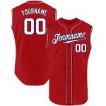 Camiseta de béisbol blanca y azul marino, roja, auténtica, sin mangas, personalizada Camiseta de béisbol blanca y azul marino, roja, auténtica, sin mangas, personalizada