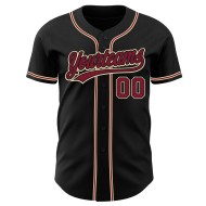 Camiseta de béisbol auténtica personalizada de color crema, negro y carmesí de la ciudad.