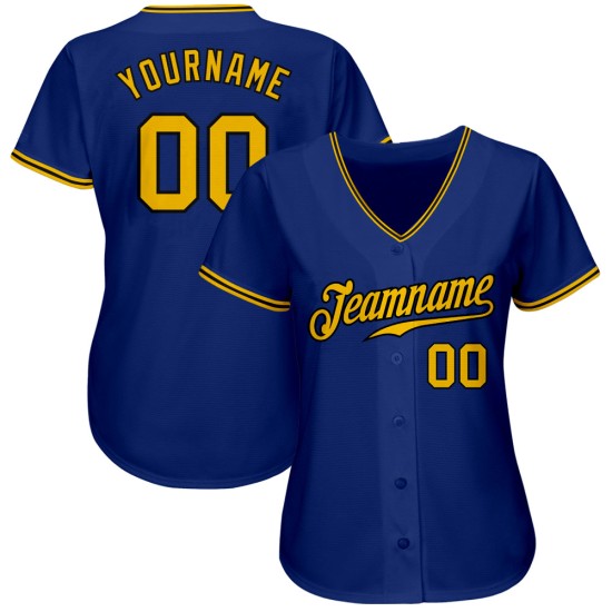 Camiseta de béisbol personalizada auténtica dorada y negra real Camiseta de béisbol personalizada auténtica dorada y negra real