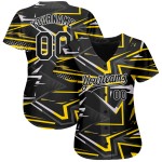 Camiseta de béisbol negra personalizada en negro y dorado con diseño auténtico en 3D Camiseta de béisbol negra personalizada en negro y dorado con diseño auténtico en 3D