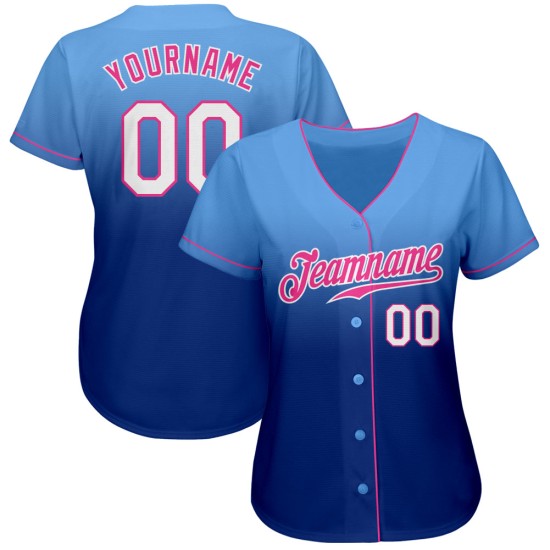 Camiseta de béisbol auténtica azul claro, blanca y azul rey, personalizada, desvanecida a la moda Camiseta de béisbol auténtica azul claro, blanca y azul rey, personalizada, desvanecida a la moda