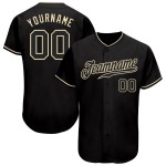 Camiseta de béisbol auténtica negra y crema personalizada Camiseta de béisbol auténtica negra y crema personalizada