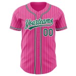 Camiseta de béisbol auténtica Kelly, rosa, verde, personalizada, con rayas blancas Camiseta de béisbol auténtica Kelly, rosa, verde, personalizada, con rayas blancas