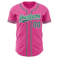 Camiseta de béisbol auténtica Kelly, rosa, verde, personalizada, con rayas blancas