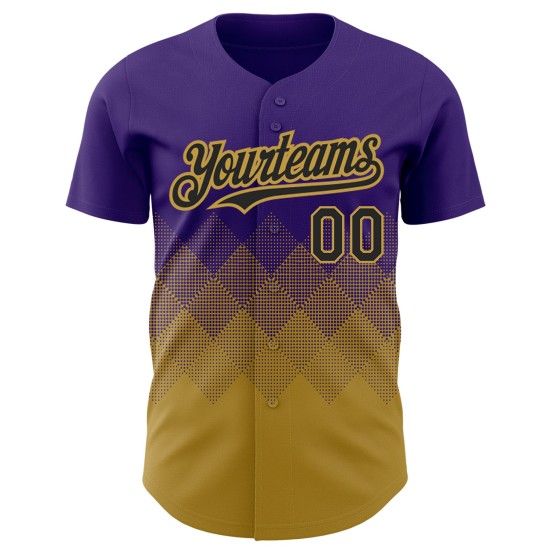 Patrón de camiseta de béisbol personalizada cuadrada 3D con diseño auténtico antiguo en tonos morados y dorados degradados. Patrón de camiseta de béisbol personalizada cuadrada 3D con diseño auténtico antiguo en tonos morados y dorados degradados.