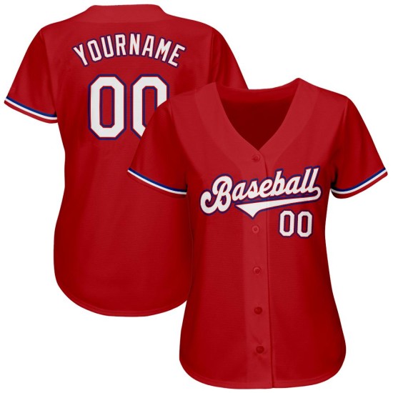 Camiseta de béisbol auténtica personalizada en color rojo y blanco real Camiseta de béisbol auténtica personalizada en color rojo y blanco real