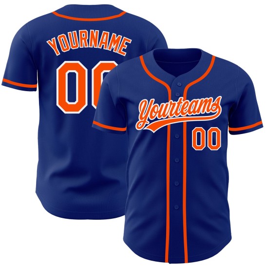 Camiseta de béisbol Royal Naranja-Blanco Personalizada Auténtica Camiseta de béisbol Royal Naranja-Blanco Personalizada Auténtica