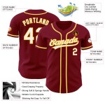 Camiseta de béisbol auténtica personalizada en blanco carmesí y dorado Camiseta de béisbol auténtica personalizada en blanco carmesí y dorado