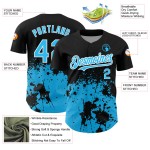 Diseño de patrón de salpicaduras azul y blanco abstracto 3D de béisbol grunge personalizado auténtico cielo camiseta arte negro Diseño de patrón de salpicaduras azul y blanco abstracto 3D de béisbol grunge personalizado auténtico cielo camiseta arte negro