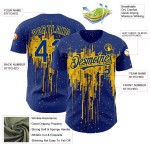 Camiseta de béisbol amarilla con patrón 3D, diseño de goteo real, salpicadura, auténtica y personalizada Camiseta de béisbol amarilla con patrón 3D, diseño de goteo real, salpicadura, auténtica y personalizada