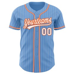 Camiseta de béisbol personalizada auténtica de color naranja claro y blanco con rayas azules