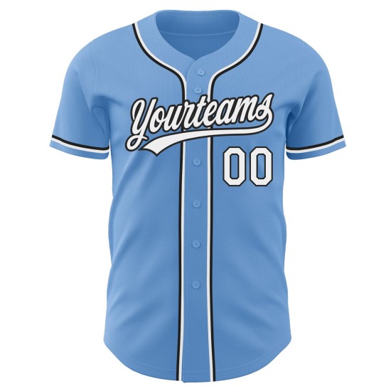 Camiseta de béisbol ligera personalizada auténtica azul blanco y negro Camiseta de béisbol ligera personalizada auténtica azul blanco y negro