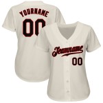 Camiseta de béisbol personalizada color crema, auténtica, negra y roja Camiseta de béisbol personalizada color crema, auténtica, negra y roja