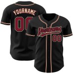 Camiseta de béisbol auténtica personalizada de color crema, negro y carmesí de la ciudad. Camiseta de béisbol auténtica personalizada de color crema, negro y carmesí de la ciudad.