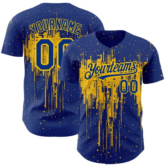 Camiseta de béisbol amarilla con patrón 3D, diseño de goteo real, salpicadura, auténtica y personalizada Camiseta de béisbol amarilla con patrón 3D, diseño de goteo real, salpicadura, auténtica y personalizada
