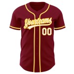 Camiseta de béisbol auténtica personalizada en blanco carmesí y dorado Camiseta de béisbol auténtica personalizada en blanco carmesí y dorado