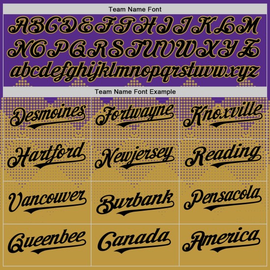 Patrón de camiseta de béisbol personalizada cuadrada 3D con diseño auténtico antiguo en tonos morados y dorados degradados. Patrón de camiseta de béisbol personalizada cuadrada 3D con diseño auténtico antiguo en tonos morados y dorados degradados.