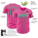 Camiseta de béisbol auténtica Kelly, rosa, verde, personalizada, con rayas blancas Camiseta de béisbol auténtica Kelly, rosa, verde, personalizada, con rayas blancas